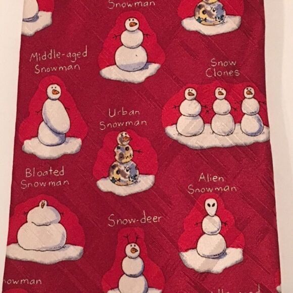 Stylish Snowman Men’s Holiday Tie - Picture 3 of 4